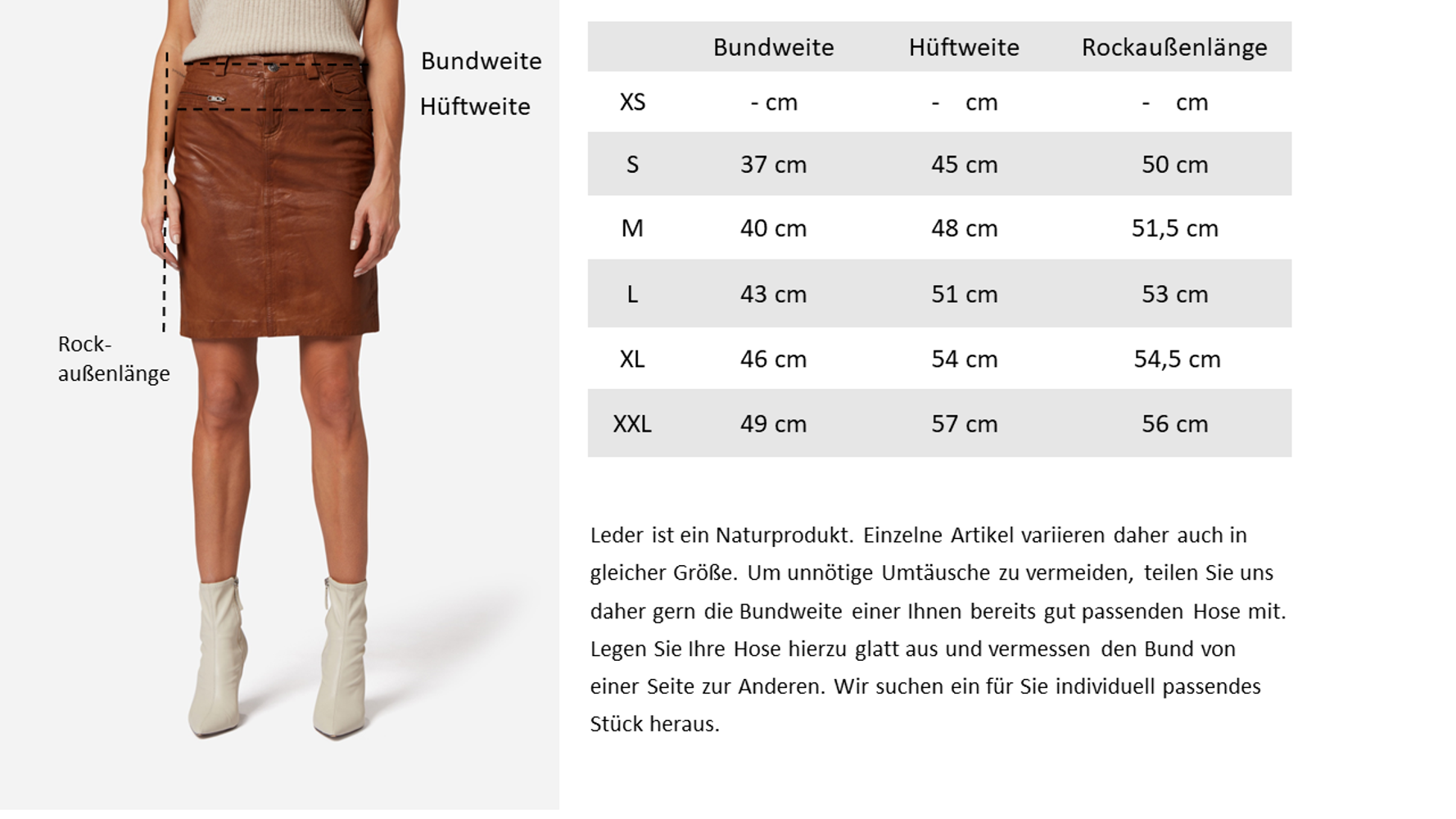 Damen-Lederrock 0132 Skirt, Cognac Braun in 2 Farben, Bild 6