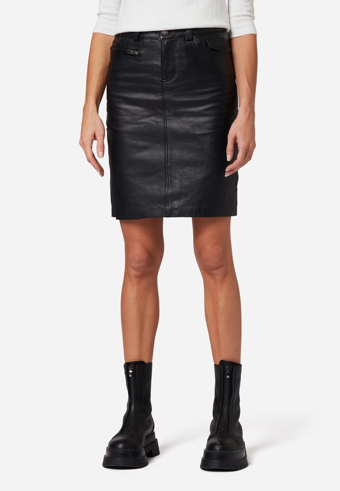 Ladies Leather Skirt 0132 Skirt, Black in 2 colors, Bild 5