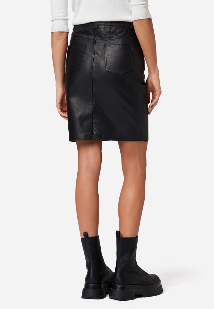 Damen-Lederrock 0132 Skirt, Schwarz in 2 Farben, Bild 3