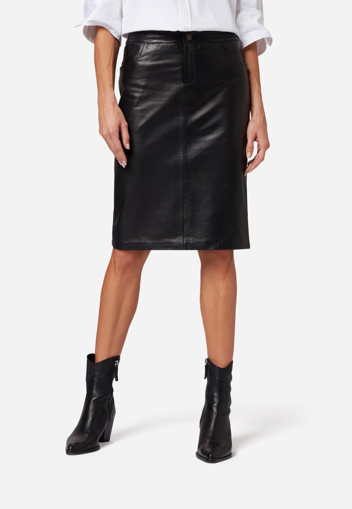 Ladies Leather Skirt 095 Skirt, Black in 1 colors, Bild 1