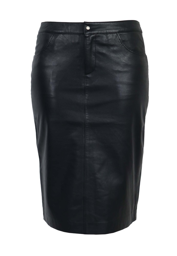 Damen-Lederrock 095 Skirt, Schwarz in 1 Farbe, Bild 6