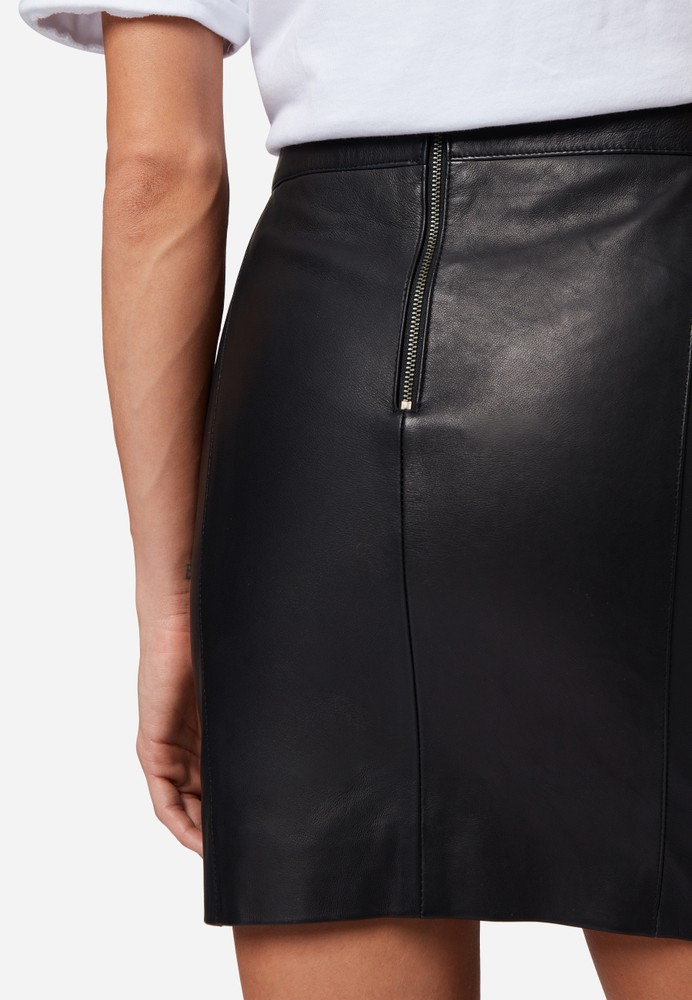 Damen-Lederrock 1265 Skirt, Schwarz in 1 Farbe, Bild 5