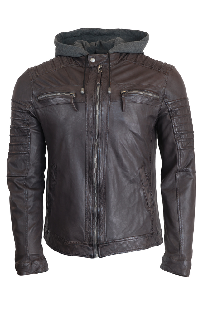 Men's leather jacket 12815 Hood, Brown in 3 colors, Bild 7
