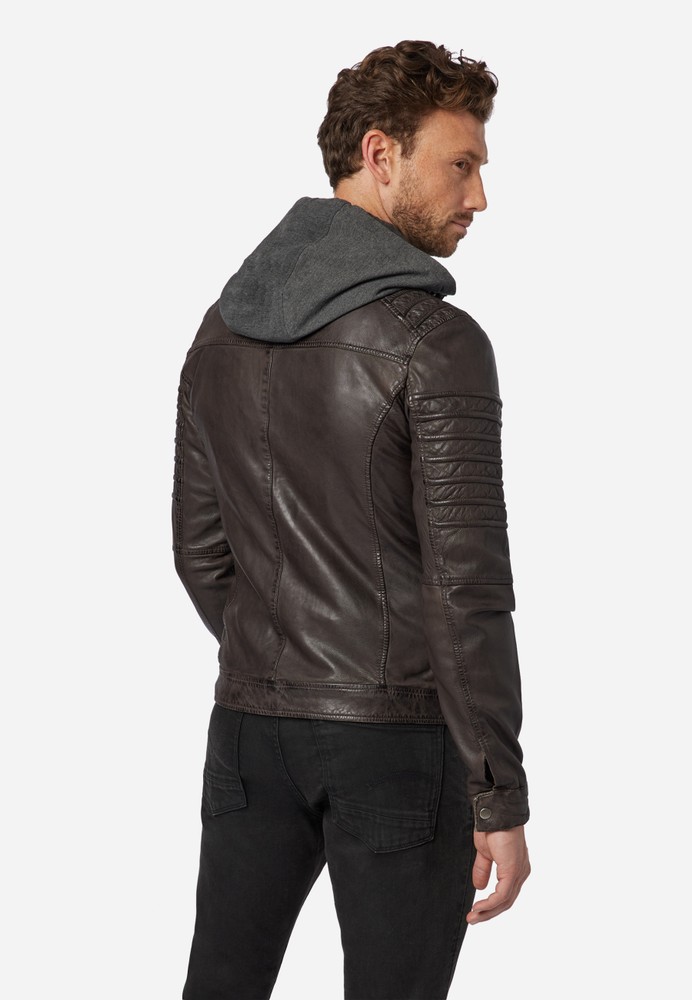 Men's leather jacket 12815 Hood, Brown in 3 colors, Bild 3