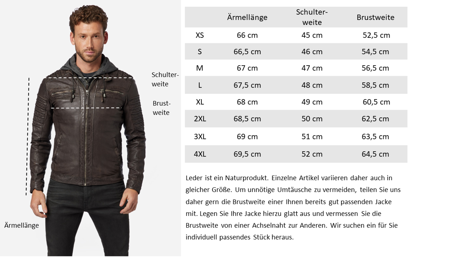Men's leather jacket 12815 Hood, Brown in 3 colors, Bild 8