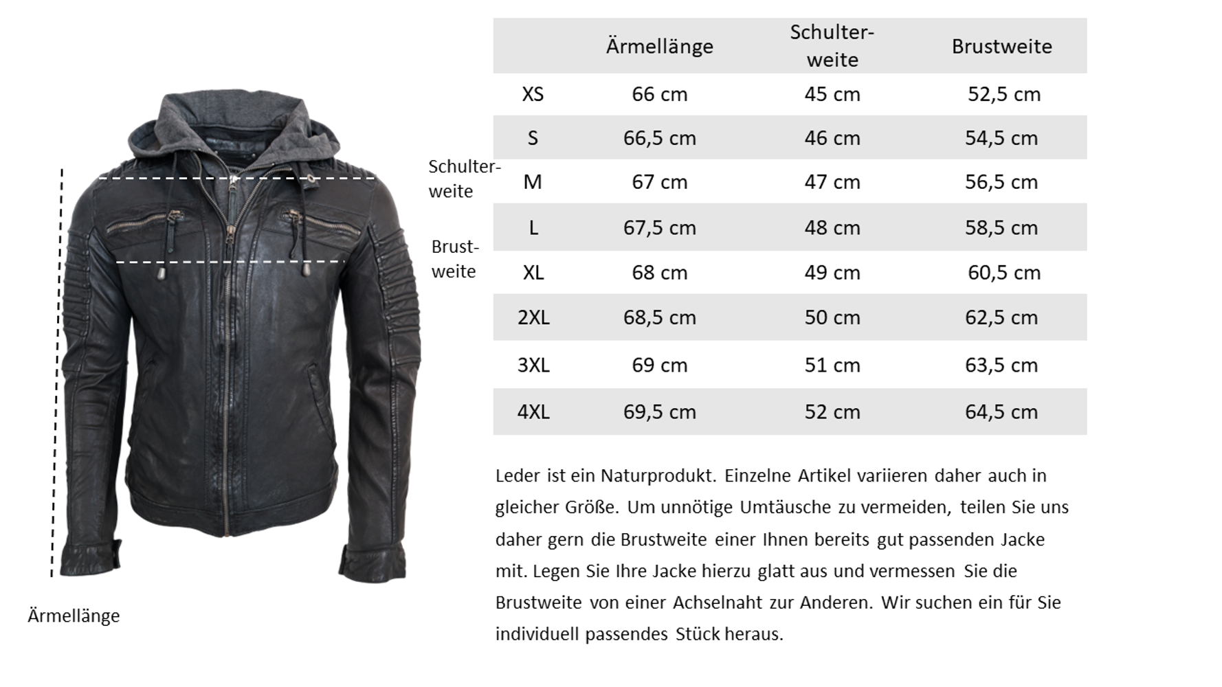 Men's leather jacket 12815 Hood, black in 3 colors, Bild 7