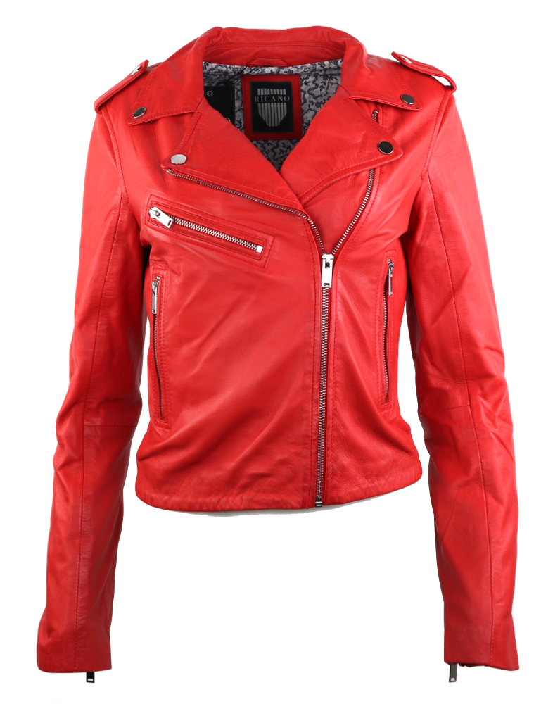 Ladies leather jacket 7620, red in 2 colors, Bild 1