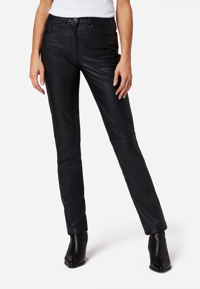 Ladies leather pants 9809, black in 3 colors, Bild 1