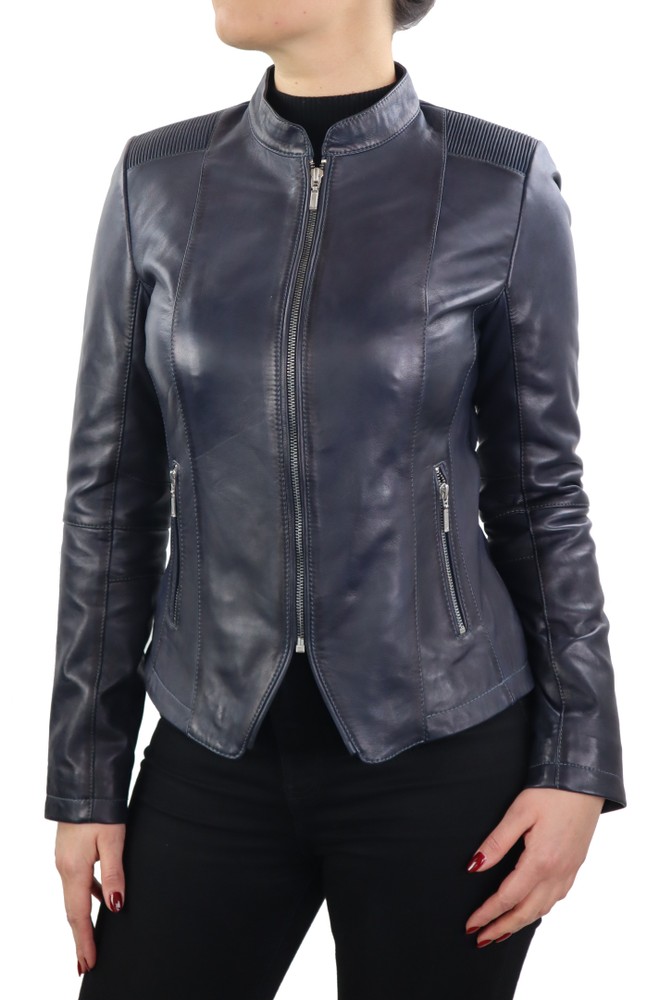 Damen-Lederjacke Abigale, Blau in 9 Farben, Bild 2