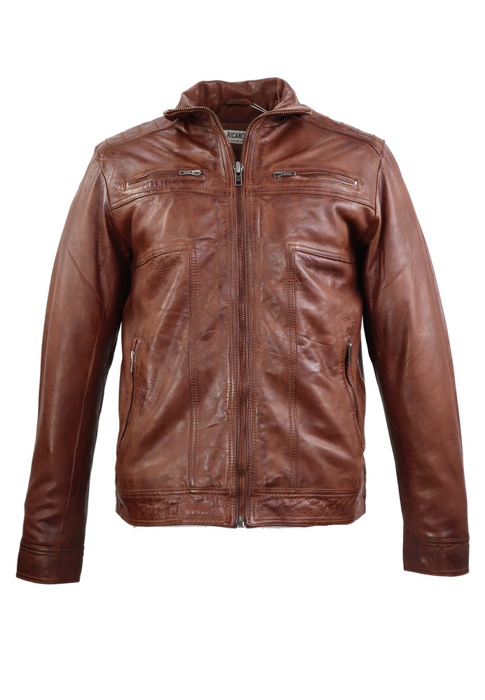 Men's leather jacket Albert, Cognac Brown in 3 colors, Bild 6