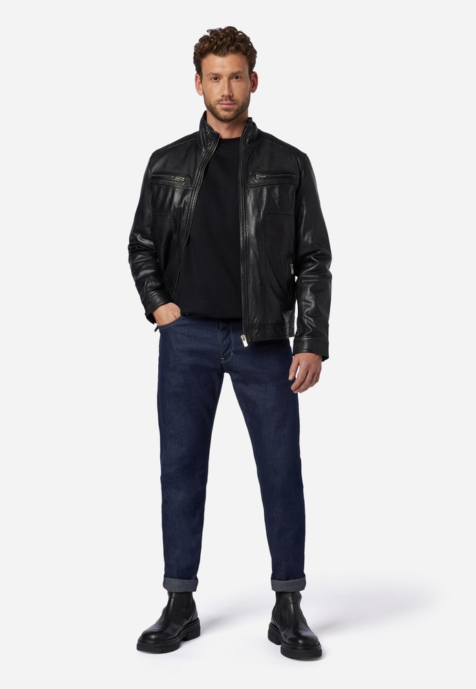 Men's leather jacket Albert, black in 3 colors, Bild 2
