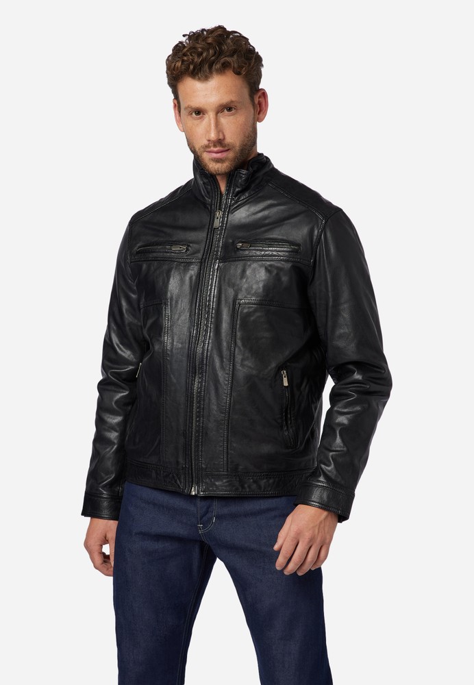 Men's leather jacket Albert, black in 3 colors, Bild 1