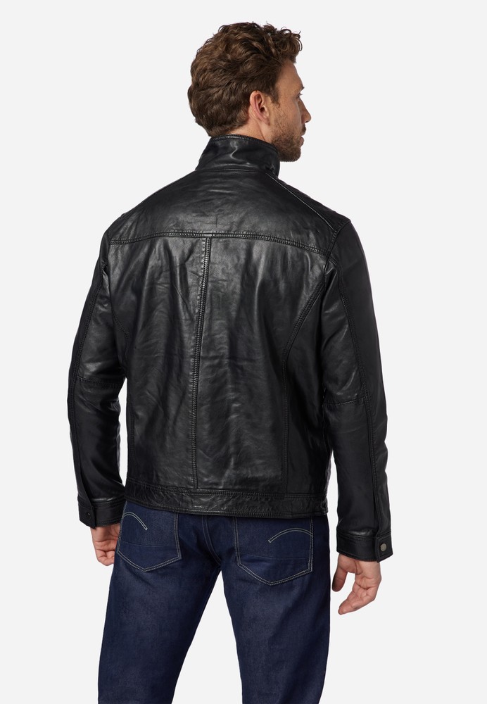 Men's leather jacket Albert, black in 3 colors, Bild 3