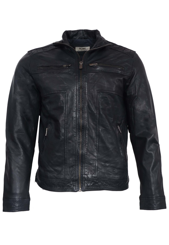 Men's leather jacket Albert, black in 3 colors, Bild 6