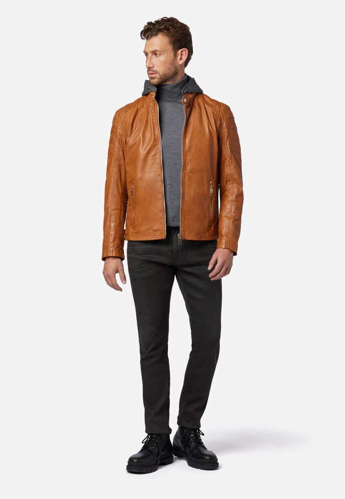 Men's leather jacket Brute, Cognac Brown in 2 colors, Bild 2