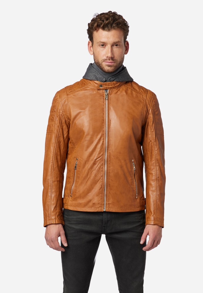 Men's leather jacket Brute, Cognac Brown in 2 colors, Bild 1