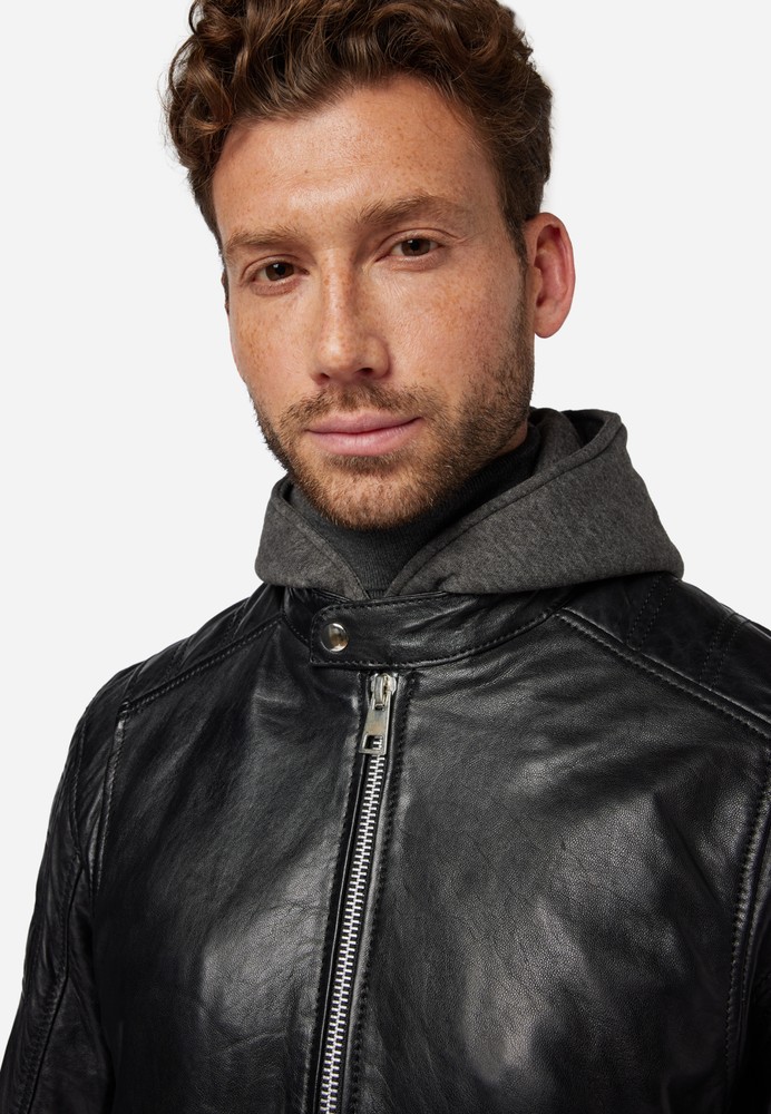 Men's leather jacket Brute, black in 2 colors, Bild 4