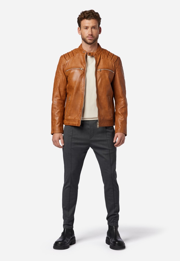 Men's leather jacket Caesar, Cognac Brown in 2 colors, Bild 2