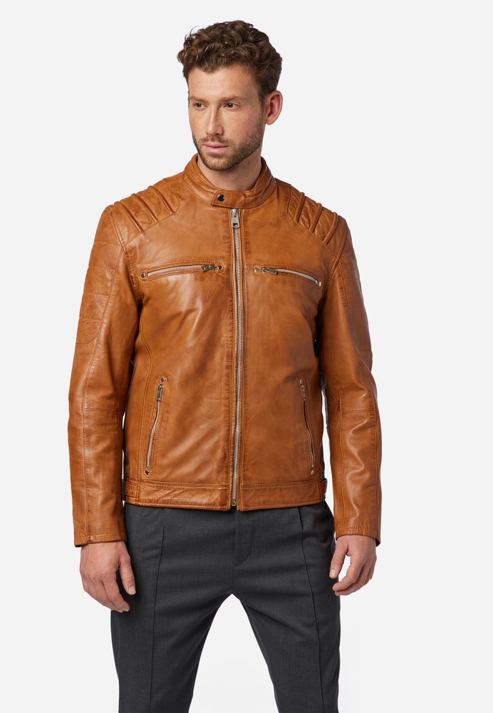 Men's leather jacket Caesar, Cognac Brown in 2 colors, Bild 1
