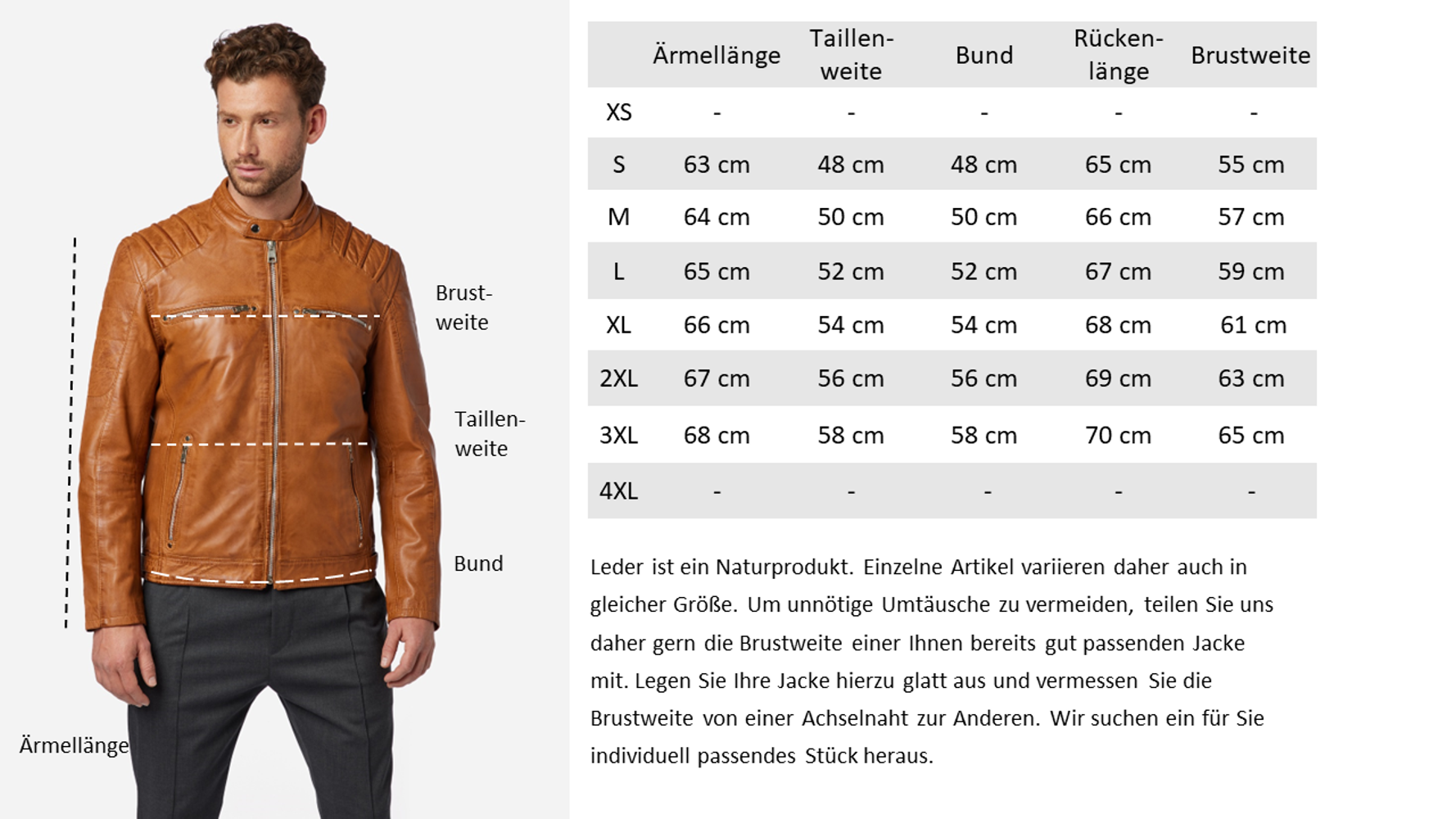 Men's leather jacket Caesar, Cognac Brown in 2 colors, Bild 7