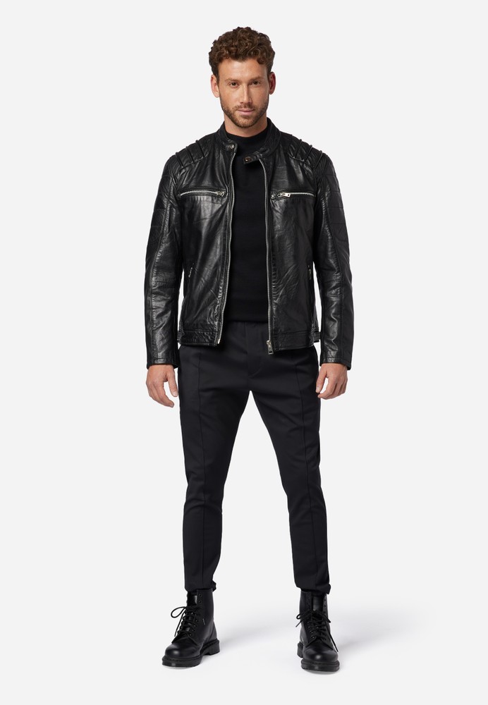 Men's leather jacket Caesar, black in 2 colors, Bild 2