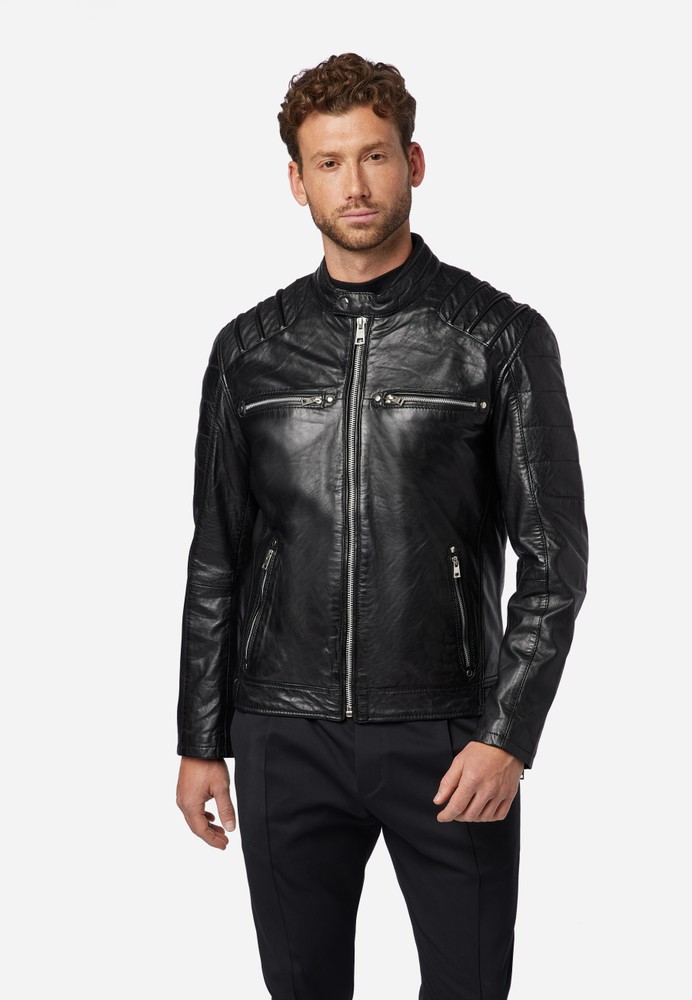 Men's leather jacket Caesar, black in 2 colors, Bild 1
