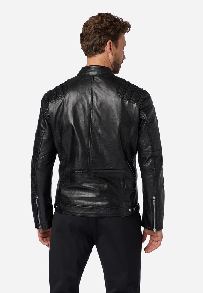 Men's leather jacket Caesar, black in 2 colors, Bild 3