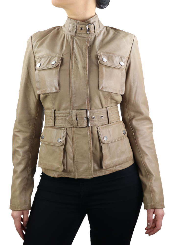 Damen-Lederjacke Caitlyn, Beige in 5 Farben, Bild 2