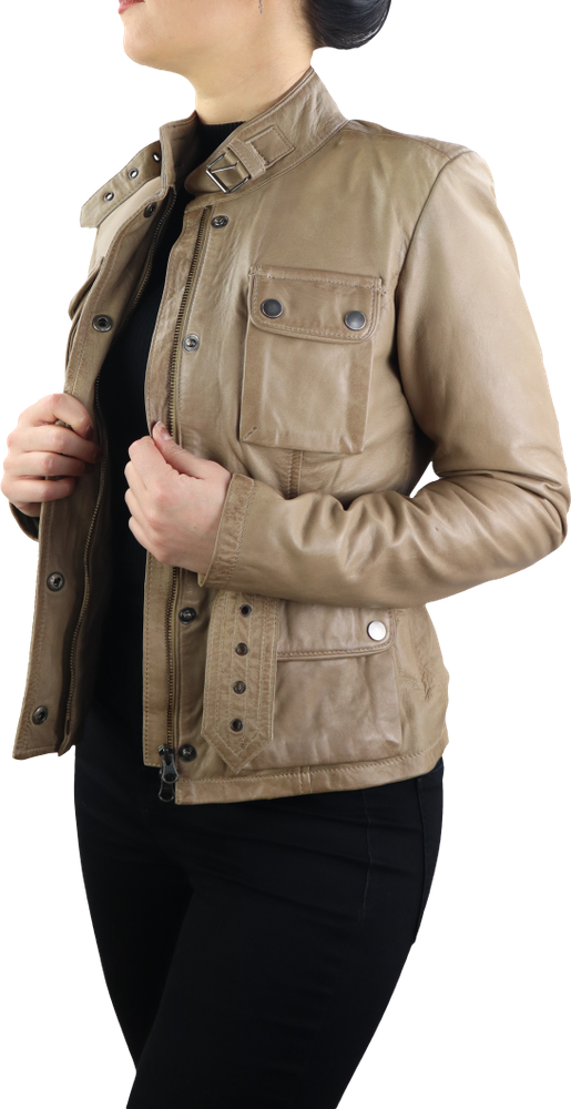 Damen-Lederjacke Caitlyn, Beige in 5 Farben, Bild 3