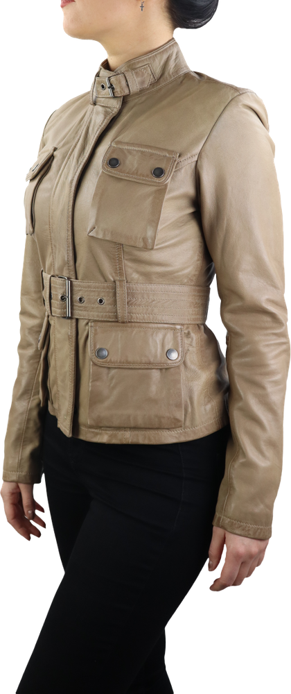 Damen-Lederjacke Caitlyn, Beige in 5 Farben, Bild 4
