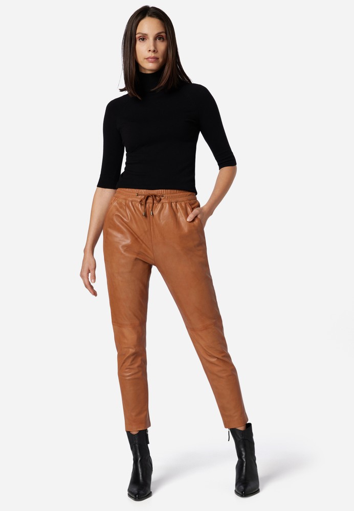 Ladies leather pants Carillo, cognac in 4 colors, Bild 2
