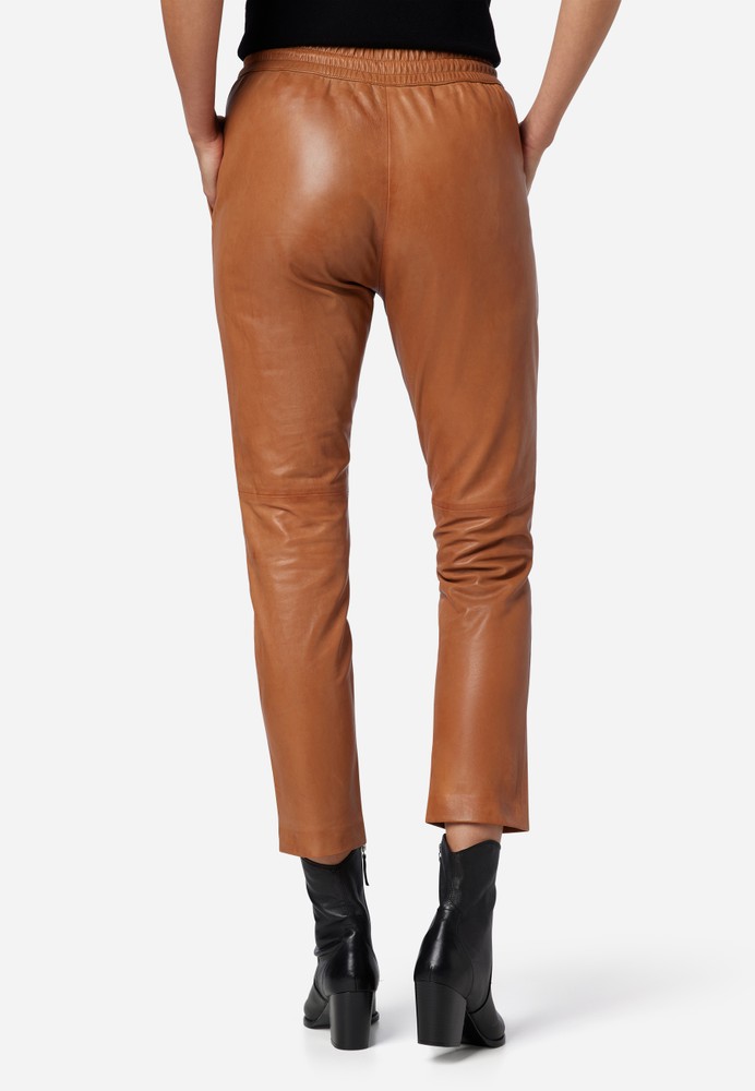 Ladies leather pants Carillo, cognac in 4 colors, Bild 3