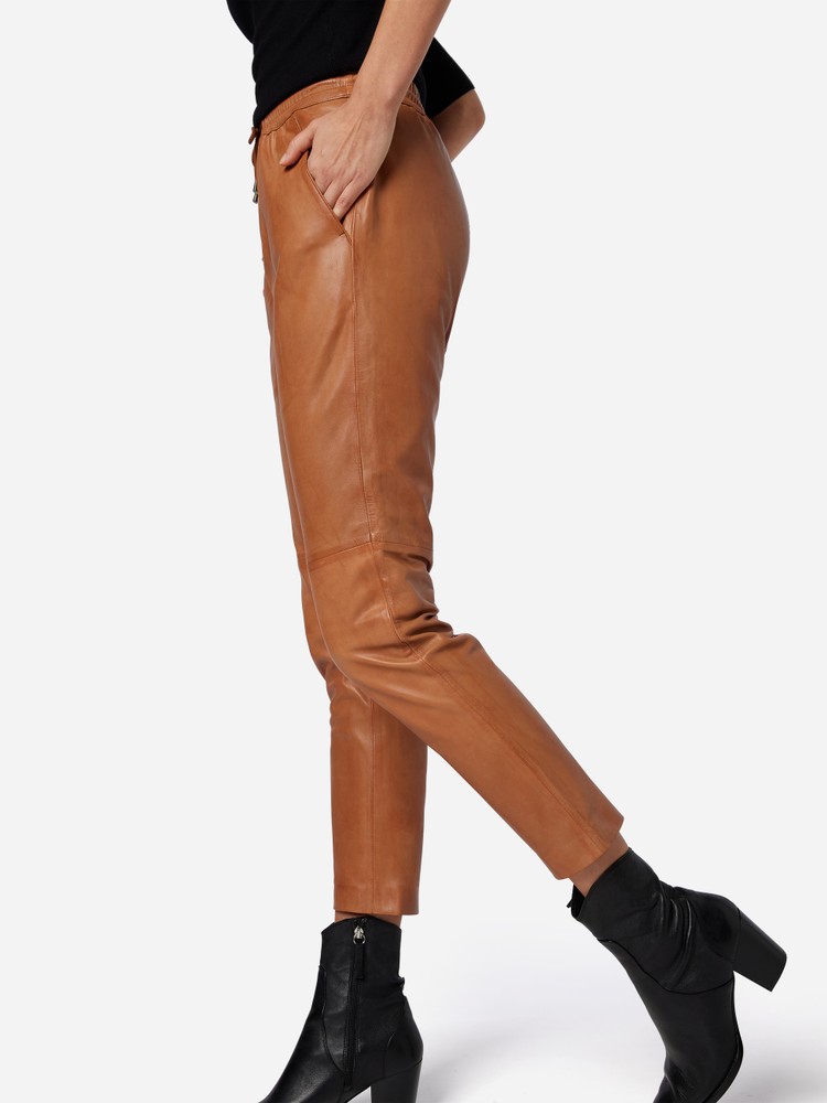 Ladies leather pants Carillo, cognac in 4 colors, Bild 5
