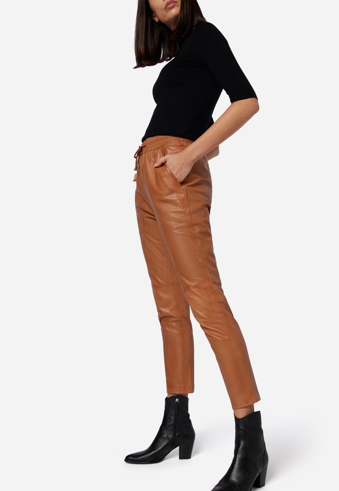 Ladies leather pants Carillo, cognac in 4 colors, Bild 4