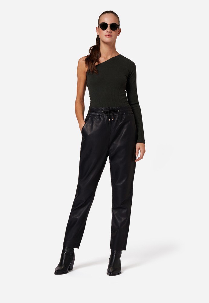 Ladies leather pants Carillo, black in 4 colors, Bild 2