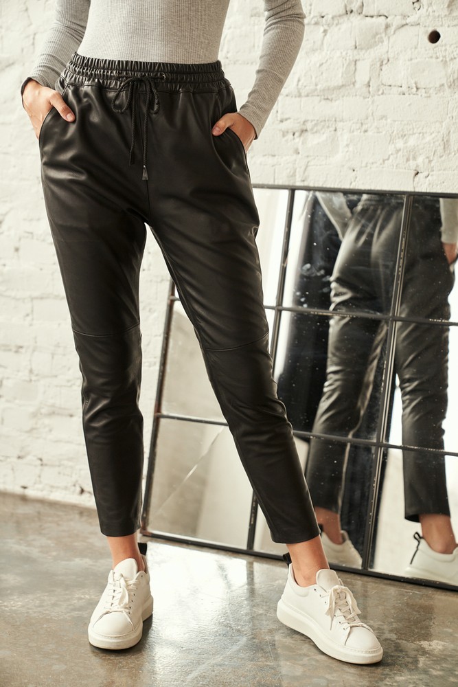 Ladies leather pants Carillo, black in 4 colors, Bild 1