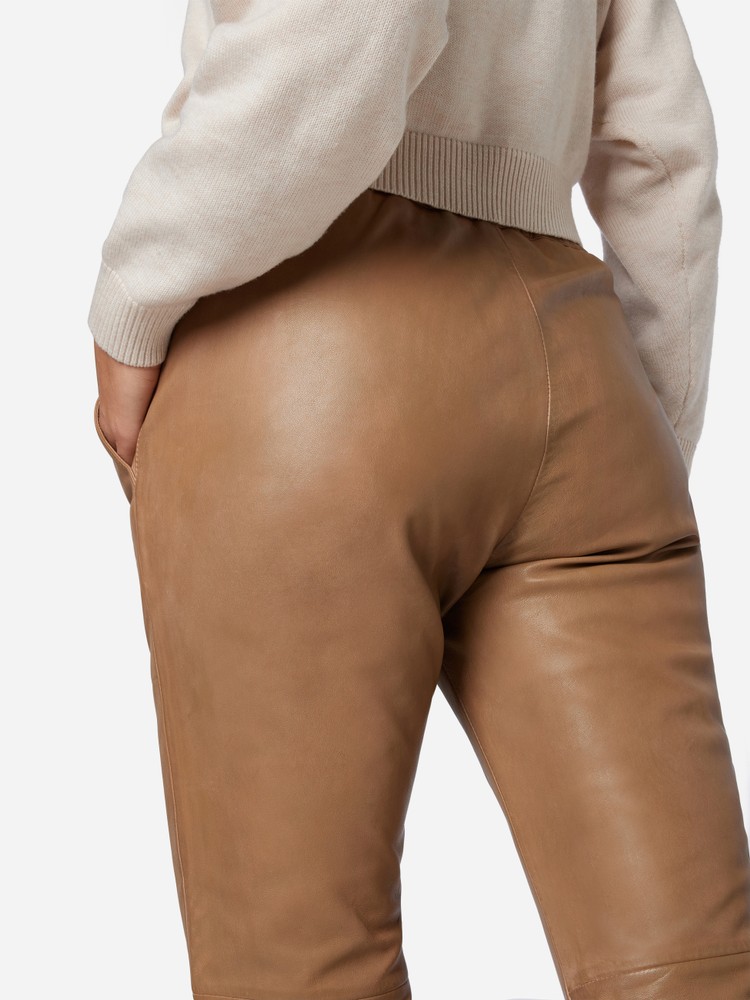 Ladies leather pants Carillo, taupe in 4 colors, Bild 5