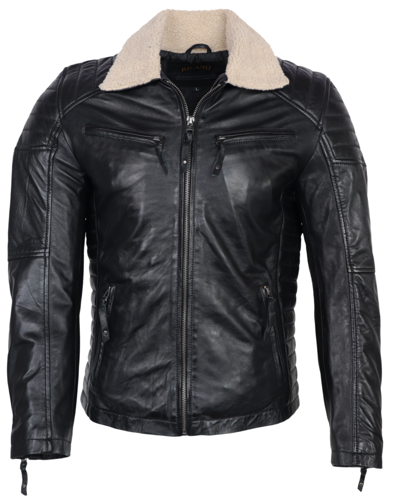 Men's leather jacket Cooper Fur, teddy fur in 2 styles, Bild 1
