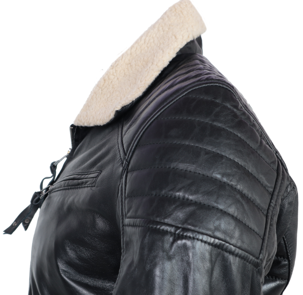 Men's leather jacket Cooper Fur, teddy fur in 2 styles, Bild 6