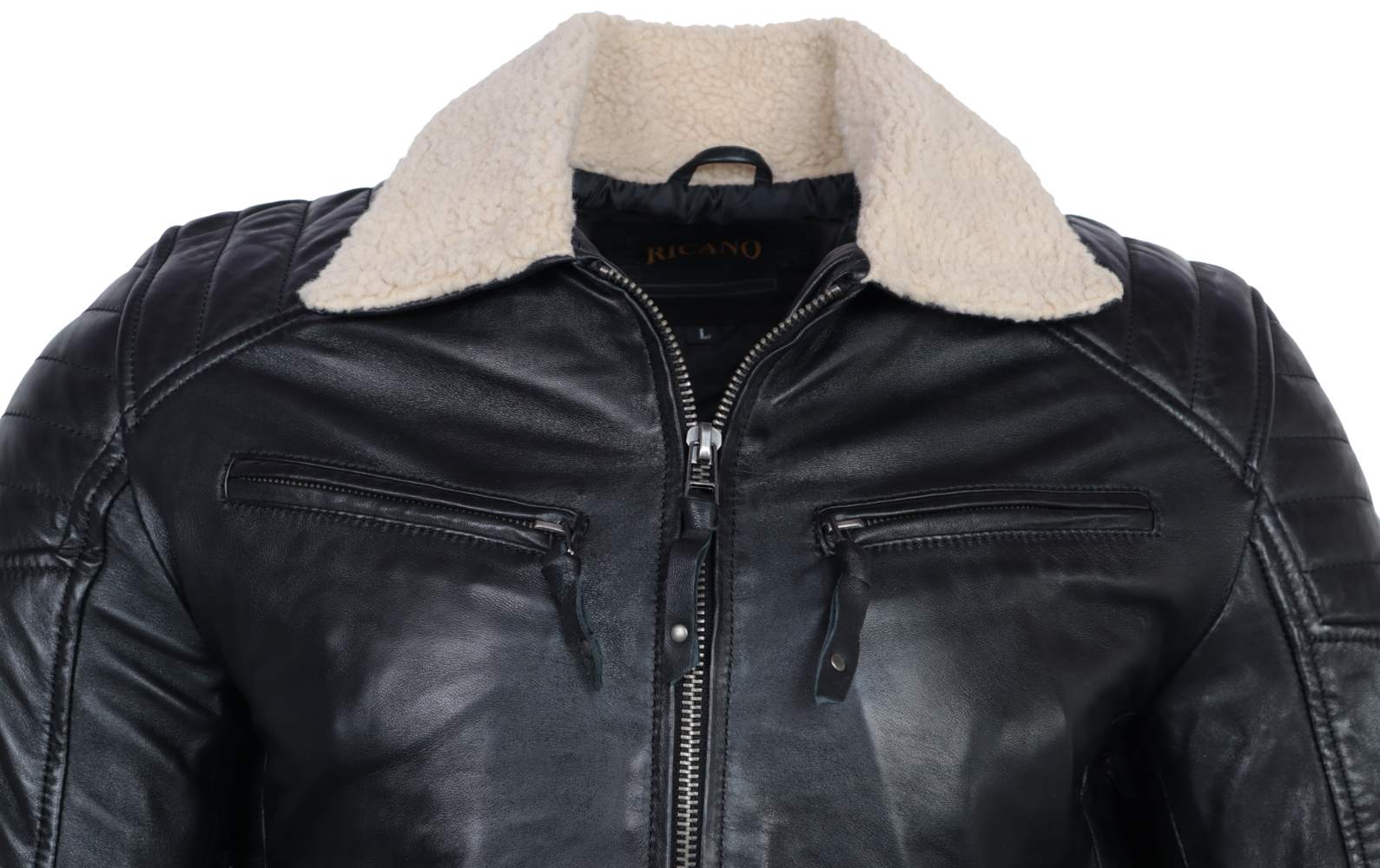 Men's leather jacket Cooper Fur, teddy fur in 2 styles, Bild 4
