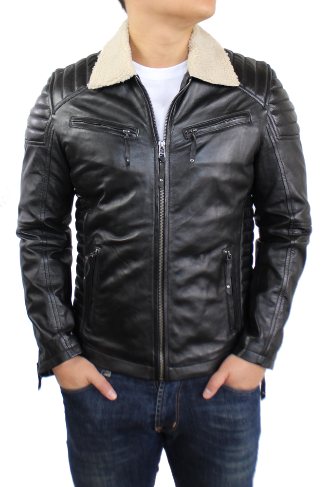 Men's leather jacket Cooper Fur, teddy fur in 2 styles, Bild 2