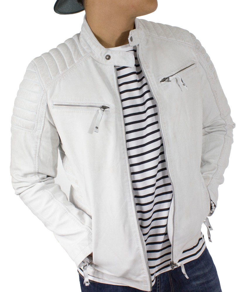Herren-Lederjacke Cooper, Weiß in 5 Farben, Bild 5