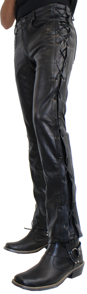 Herren-Lederhose Cow Waxy (geschnürt), Schwarz in 2 Farben, Bild 2