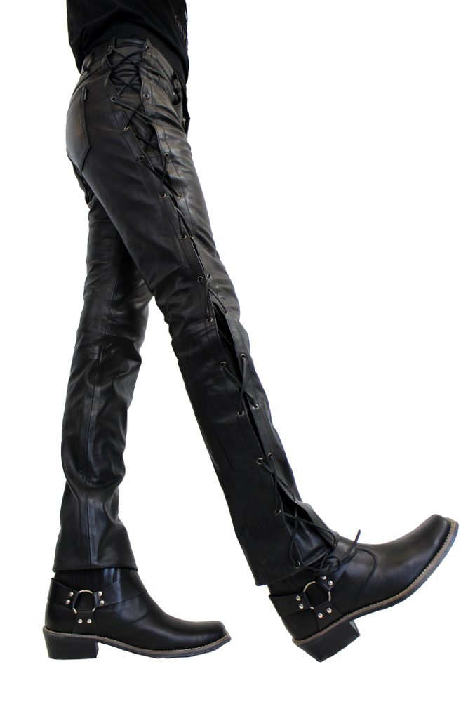 Herren-Lederhose Cow Waxy (geschnürt), Schwarz in 2 Farben, Bild 3