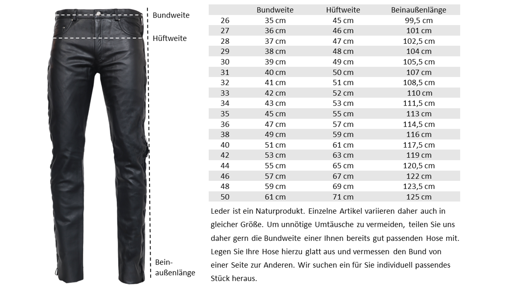 Men's leather pants Cow Waxy (laced), Black in 2 colors, Bild 6