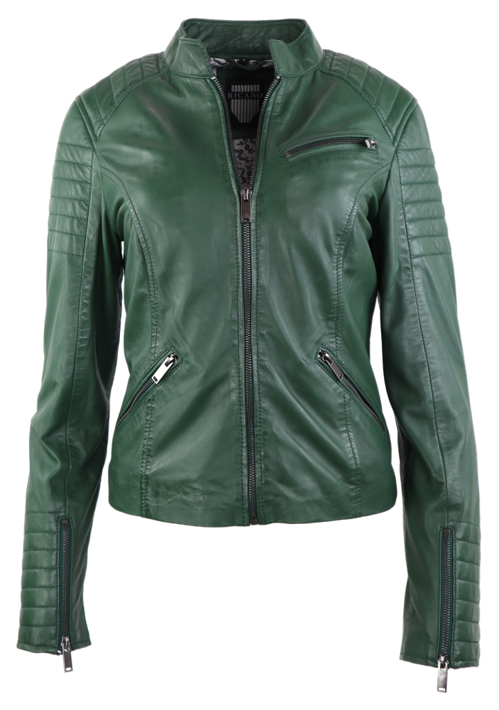 Ladies leather jacket 7621, green in 2 colors, Bild 1