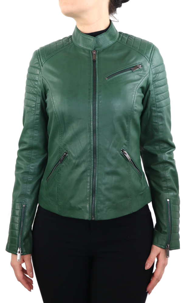 Ladies leather jacket 7621, green in 2 colors, Bild 2