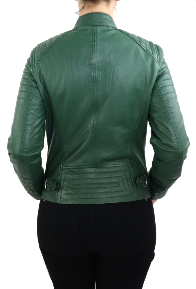 Ladies leather jacket 7621, green in 2 colors, Bild 5