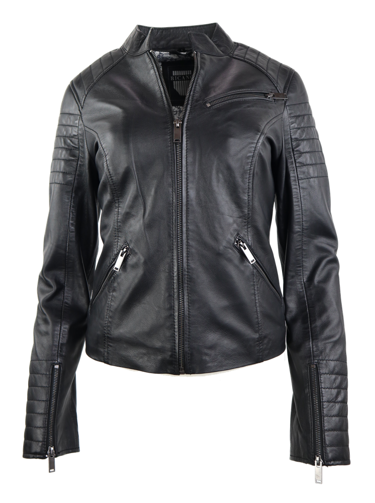 Ladies leather jacket 7621, black in 2 colors, Bild 1
