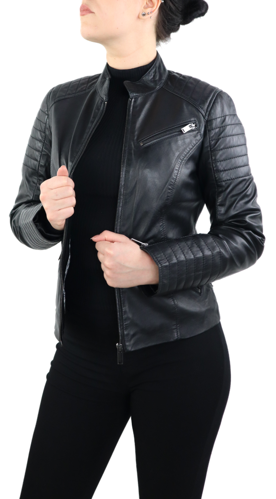 Ladies leather jacket 7621, black in 2 colors, Bild 3